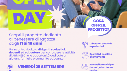 Locandina Open Day Progetto ARRINESCI - 25 settembre 2026