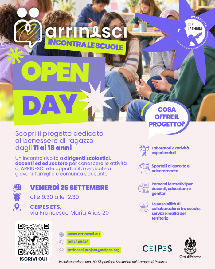 Locandina Open Day Progetto ARRINESCI - 25 settembre 2026