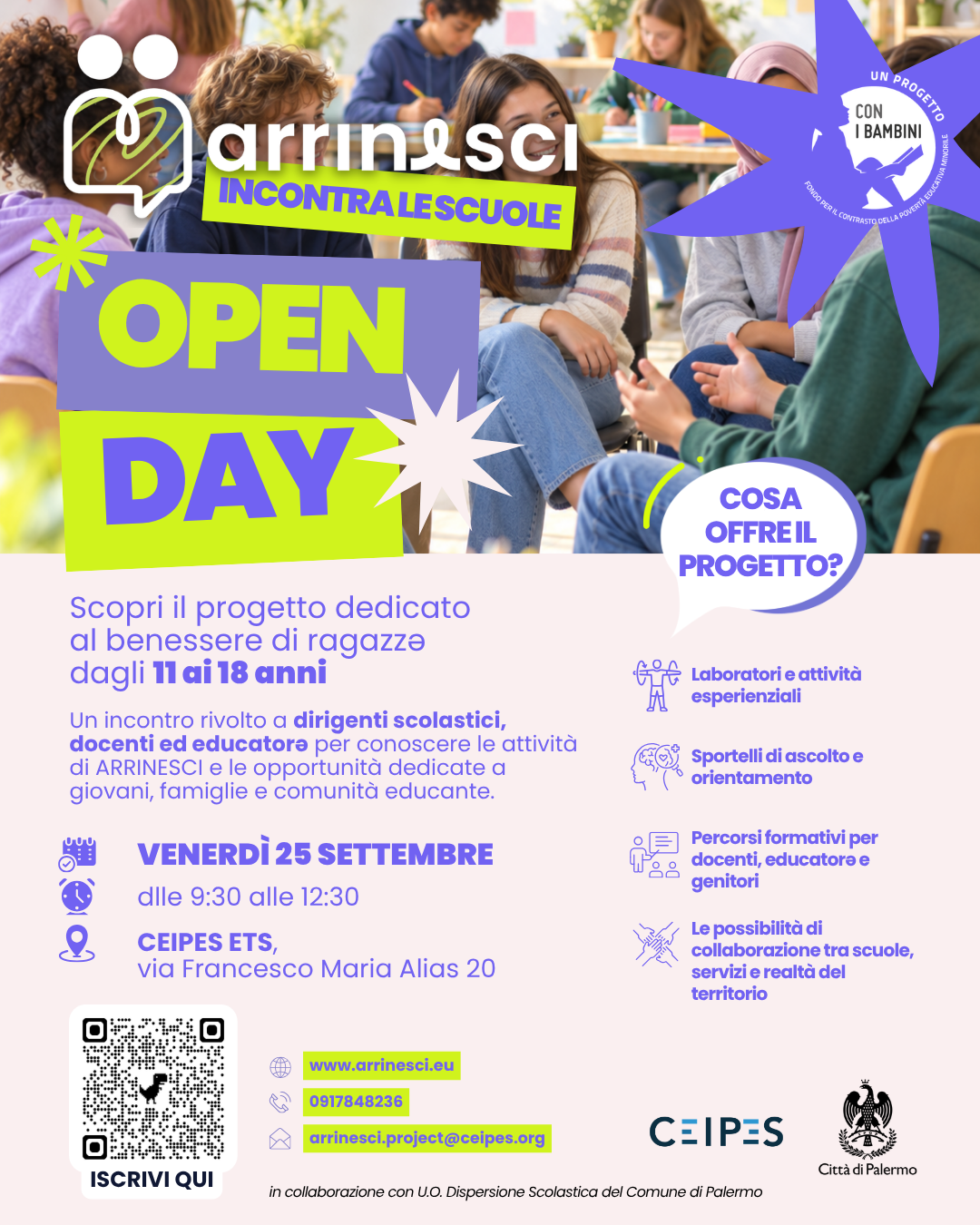 Locandina Open Day Progetto ARRINESCI - 25 settembre 2026